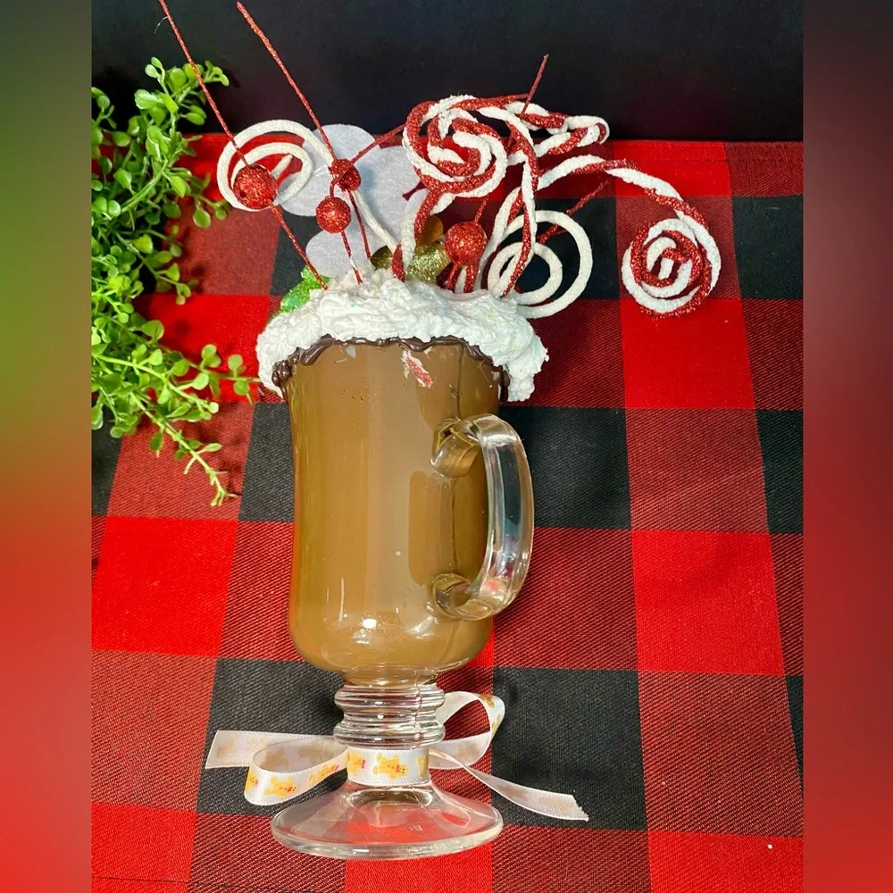 Hand Crafted Faux‎ Whipped Topping Festive Gingerbread Mug